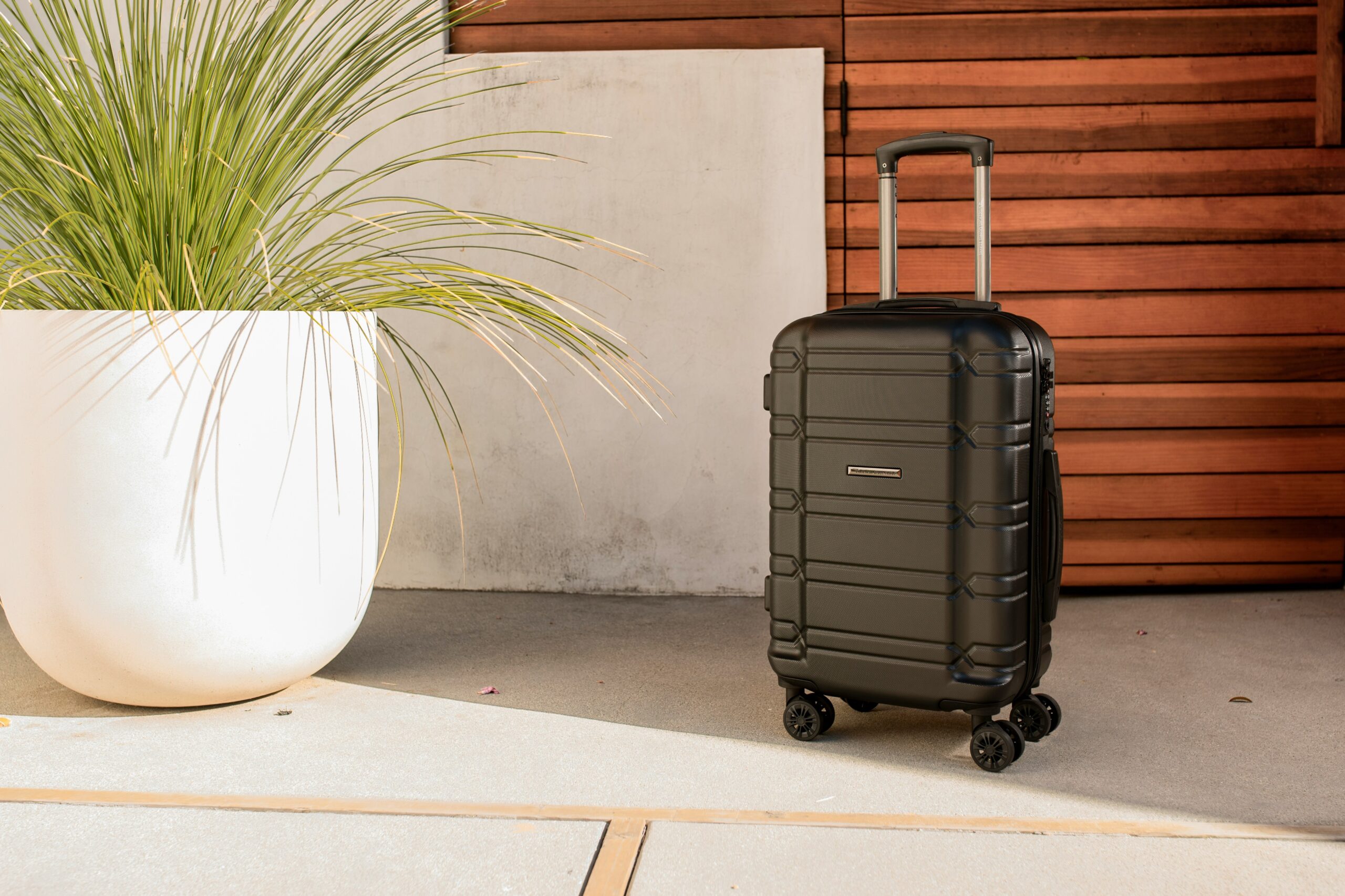 luxury suitcase on airport conveyor belt